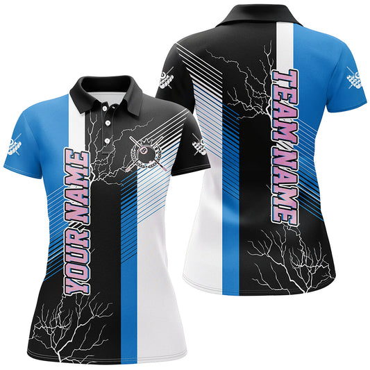 Personalized Black Blue Billiard Polo & Quarter Zip For Women Custom 8 Ball Pool Billiard Team Jersey TDM3270