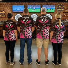 Load image into Gallery viewer, Pink And Black Darts Wings Polo &amp; Quarter Zip Custom Darts Shirt For Men, Valentine Darts Gifts TDM5765