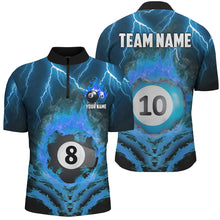 Load image into Gallery viewer, Billiard 8 Ball &amp; 10 Ball Fire Lightning Men Polo &amp; Quarter-Zip Shirt Custom Billiard Jersey Attire TDM1645