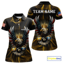 Load image into Gallery viewer, Personalized Crown American Flag Eagle 8, 9 &amp; 10 Ball Pool Shirt For Women, Billiard Team Jersey TDM5044