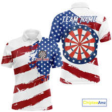 Load image into Gallery viewer, Personalized Dartboard American Flag Darts Shirt For Men, Patriotic Darts Jersey Polo &amp; 1/4 Zip TDM5271