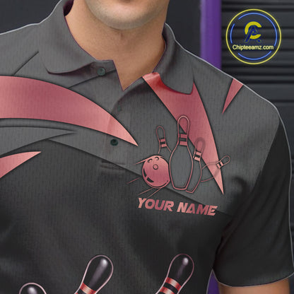 Black And Red Bowling Shirt For Men Custom Crown Bowling Jersey, Bowling League Polo & 1/4 Zip TDM6380