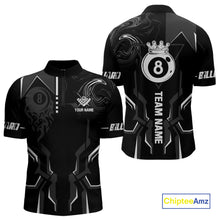 Load image into Gallery viewer, Customized 8 Ball Pool Crown Men Billiard Shirt, White And Black Billiard Team Shirt, Pool Jersey TDM4053