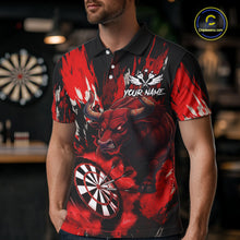Load image into Gallery viewer, Personalized Red Dartboard Splash Bull Darts Shirt For Men Custom Dart Jersey Team Polo &amp; 1/4 Zip TDM5276