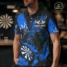 Load image into Gallery viewer, Personalized Blue Dartboard Splash Bull Darts Shirt For Men Custom Dart Jersey Team Polo &amp; 1/4 Zip TDM5277