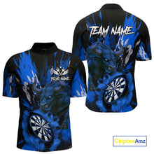 Load image into Gallery viewer, Personalized Blue Dartboard Splash Bull Darts Shirt For Men Custom Dart Jersey Team Polo &amp; 1/4 Zip TDM5277