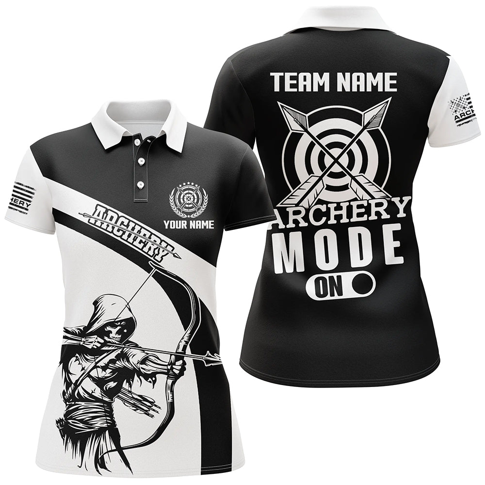 Personalized Funny  Archery Player Women Polo Shirts Custom Black White Archery Jerseys TDM1497