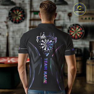 Black And Holographic Dartboard Crown Dart Shirts For Men – Custom Team Polo & Quarter Zip Jersey TDM4062
