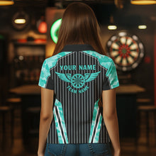 Load image into Gallery viewer, Turquoise Camo Dartboard Pulse Heartbeat Custom Women Dart Shirts, Funny Wings Cool Dart Team Jerseys TDM3618