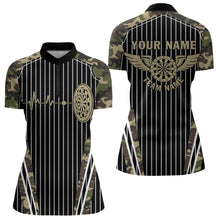 Load image into Gallery viewer, Green Camo Dartboard Pulse Heartbeat Custom Women Dart Shirts, Funny Wings Cool Dart Team Jerseys TDM3619