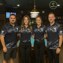Load image into Gallery viewer, Personalized Grunge Camo Billiard Shirts For Men, Funny 8 Ball Pool Team Jersey Polo &amp; 1/4 Zip TDM6155