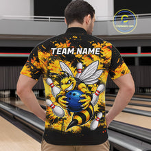 Load image into Gallery viewer, Funny Bee Custom Grunge Yellow Black Bowling Shirt For Men, Bowling Team Jersey Polo &amp; 1/4 Zip TDM6162