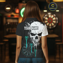 Load image into Gallery viewer, Personalized Grunge Skull Arrow Darts Shirt For Women, Darts Jersey Team Polo &amp; 1/4 Zip |Turquoise TDM4248