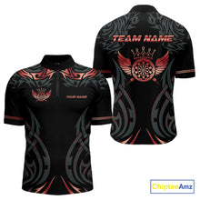 Load image into Gallery viewer, Black And Red Dartboard Crown Wings Custom Darts Shirt For Men, Darts Team Jerseys Polo &amp; 1/4 Zip TDM4421