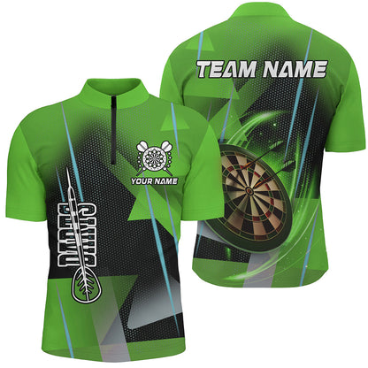 Personalized Darts Polo & Quarter-Zip 3D Printed Shirts For Men Custom Green Darts Team Jersey TDM2574