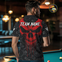 Load image into Gallery viewer, Personalized Skull 8 Ball Billiard Shirt For Men Custom Pool Team Jersey Polo &amp; 1/4 Zip |Red TDM5069