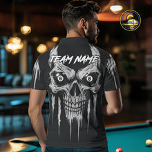 Load image into Gallery viewer, White Black Grunge Skull Billiard Jersey For Men Custom 8 Ball Pool Billiard Shirt Polo &amp; 1/4 Zip TDM5073