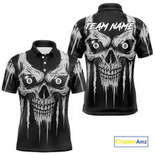 Load image into Gallery viewer, White Black Grunge Skull Billiard Jersey For Men Custom 8 Ball Pool Billiard Shirt Polo &amp; 1/4 Zip TDM5073