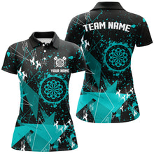 Load image into Gallery viewer, Personalized Grunge Turquoise Darts Polo &amp; Quarter Zip Custom Dart Shirts For Women Dart Jerseys TDM3297