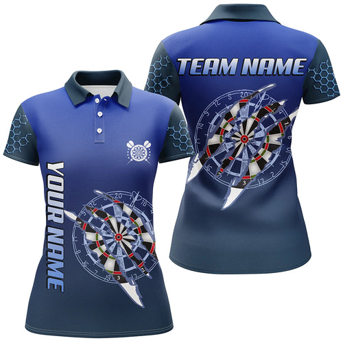 Personalized Blue Darts Tournament Polo & Quarter Zip Custom Dart Shirt For Women Dart Team Jerseys TDM3301