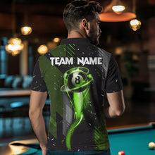 Load image into Gallery viewer, Grunge Black &amp; Green 8 Ball Pool Lights Men's Billiard Shirts Custom Billiard Jersey Polo &amp; 1/4 Zip TDM3781