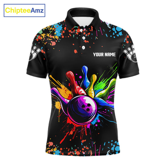 Colorful Funny Bowling Jersey For Men Custom Bowling Team Shirts Polo & 1/4 Zip, Bowling Gifts TDM6589
