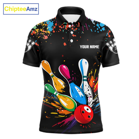 Funny Colorful Bowling Shirts For Men Custom Bowling Team Jersey Polo & 1/4 Zip, Bowling Gifts TDM6590