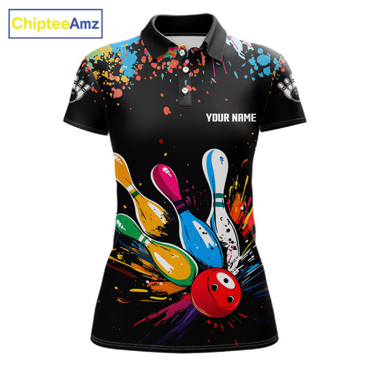 Funny Colorful Bowling Shirts For Women Custom Bowling Team Jersey Polo & 1/4 Zip, Bowling Gifts TDM6590