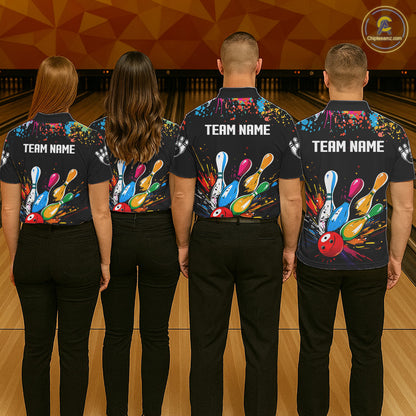 Funny Colorful Bowling Shirts For Women Custom Bowling Team Jersey Polo & 1/4 Zip, Bowling Gifts TDM6590