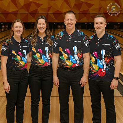 Funny Colorful Bowling Shirts For Women Custom Bowling Team Jersey Polo & 1/4 Zip, Bowling Gifts TDM6590