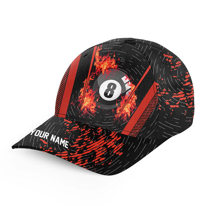 Personalized Grunge 8 Ball Pool Fire Billiard Hats Custom 3D Printed Red Billiard Baseball Cap TDM2099