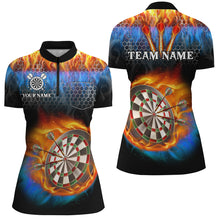 Load image into Gallery viewer, Custom Darts Board Water And Fire Women Dart Shirts With Pocket Darts Jerseys TDM3063