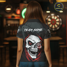 Load image into Gallery viewer, Personalized Funny Skull Darts Shirts For Women Custom Darts Jersey Team Polo &amp; Quarter Zip | Red TDM5295
