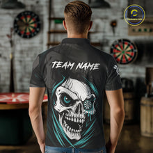 Load image into Gallery viewer, Personalized Funny Skull Darts Shirts For Men Custom Darts Jersey Team Polo &amp; 1/4 Zip| Turquoise TDM5297