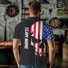 Load image into Gallery viewer, American Flag Skull Darts Shirt For Men Custom Patriotic Darts Jersey Team Polo &amp; 1/4 Zip TDM5299