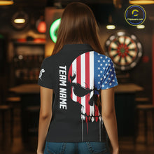 Load image into Gallery viewer, American Flag Skull Darts Shirt For Women Custom Patriotic Darts Jersey Team Polo &amp; 1/4 Zip TDM5299