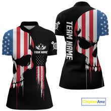 Load image into Gallery viewer, American Flag Skull Darts Shirt For Women Custom Patriotic Darts Jersey Team Polo &amp; 1/4 Zip TDM5299
