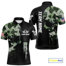 Load image into Gallery viewer, Green Camouflage Skull Darts Shirt For Men Custom Patriotic US Flag Darts Jersey Polo &amp; 1/4 Zip TDM5300