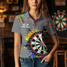 Load image into Gallery viewer, Funny Dartboards Colorful Paint Aim Shoot Swear Repeat Custom Women Darts Shirt, Dart Jerseys |Grey TDM3639