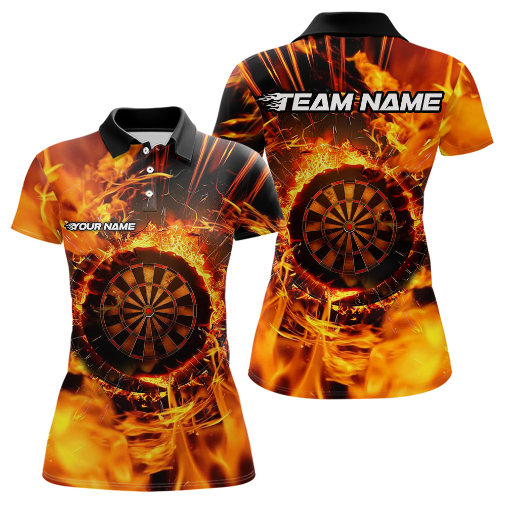 Orange Swirling Flame Dart Shirt For Women Custom Dart Jersey Pocket Option TDM3790