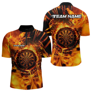 Orange Swirling Flame Dart Shirt For Men Custom Dart Jersey Pocket Option TDM3790