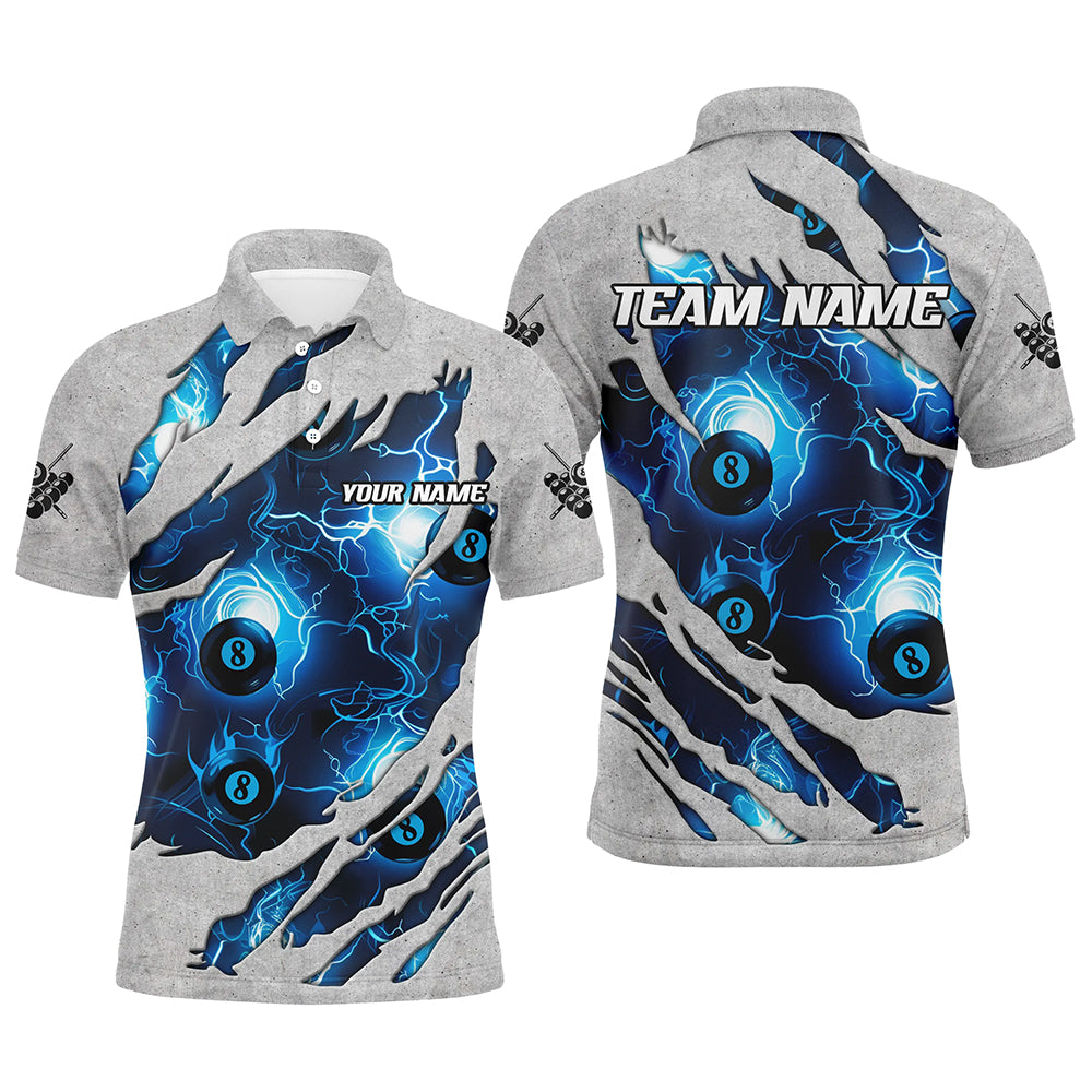Personalized Blue 8 Ball Pool Pattern Custom Thunder Lightning Billiard Ball 8 Jerseys For Men TDM1899