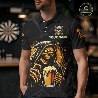 Funny Darts And Beer Grim Reaper Darts Shirt For Men Custom Drinking Darts Team Jersey Outfit TDM4879