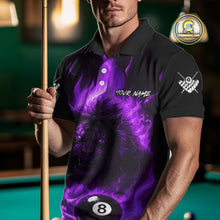 Load image into Gallery viewer, Purple Flaming Lion 8 Ball Billiard Shirts For Men Custom Fire Billiard Team Jersey Polo &amp; 1/4 Zip TDM5307