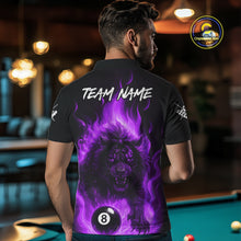 Load image into Gallery viewer, Purple Flaming Lion 8 Ball Billiard Shirts For Men Custom Fire Billiard Team Jersey Polo &amp; 1/4 Zip TDM5307