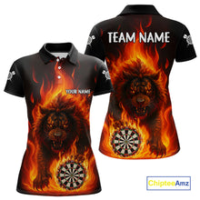 Load image into Gallery viewer, Orange Flaming Lion Darts Shirts For Women Custom Fire Darts League Jersey Team Polo &amp; 1/4 Zip TDM5308