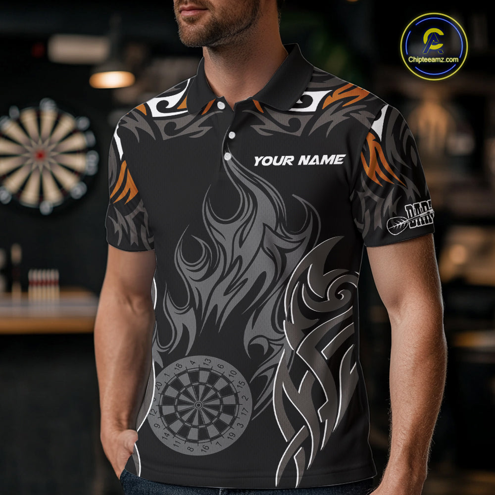 Personalized Darts Tournament Jerseys For Men Custom Dartboard Fire Flame Darts Shirts |Orange TDM5566