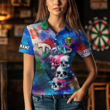 Load image into Gallery viewer, Funny Colorful Neon Graffiti Skull Dart Shirts For Women Custom Dart Jerseys, Best Darts Clothing TDM3794