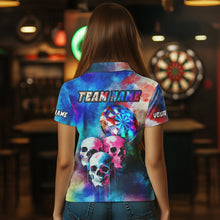 Load image into Gallery viewer, Funny Colorful Neon Graffiti Skull Dart Shirts For Women Custom Dart Jerseys, Best Darts Clothing TDM3794