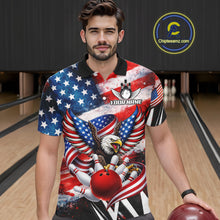Load image into Gallery viewer, Custom American Flag Eagle Bowling Jersey For Men, Patriotic Bowling Team Shirt Polo &amp; 1/4 Zip TDM6183